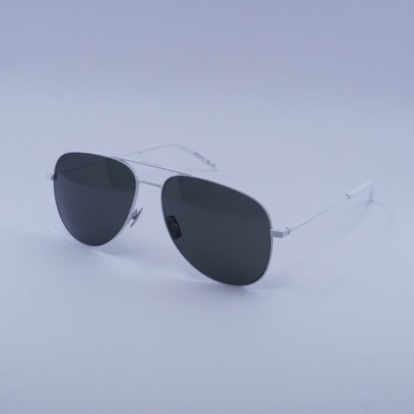 Saint Laurent CLASSIC11 038 Sunglasses White Aviator Frame, Grey Lenses - Picture 1 of 10